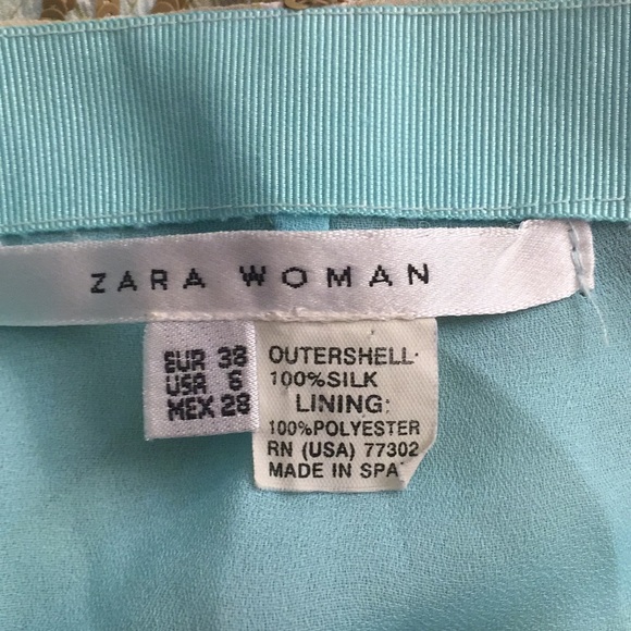 SOLD - Zara Size 6 100% Silk Green, Blue, Sequins - Picture 7 of 7
